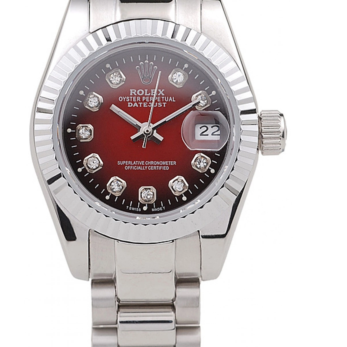 Cheap Steel Dial Polished Stainless Rolex Tone Datejust Two Red 0215