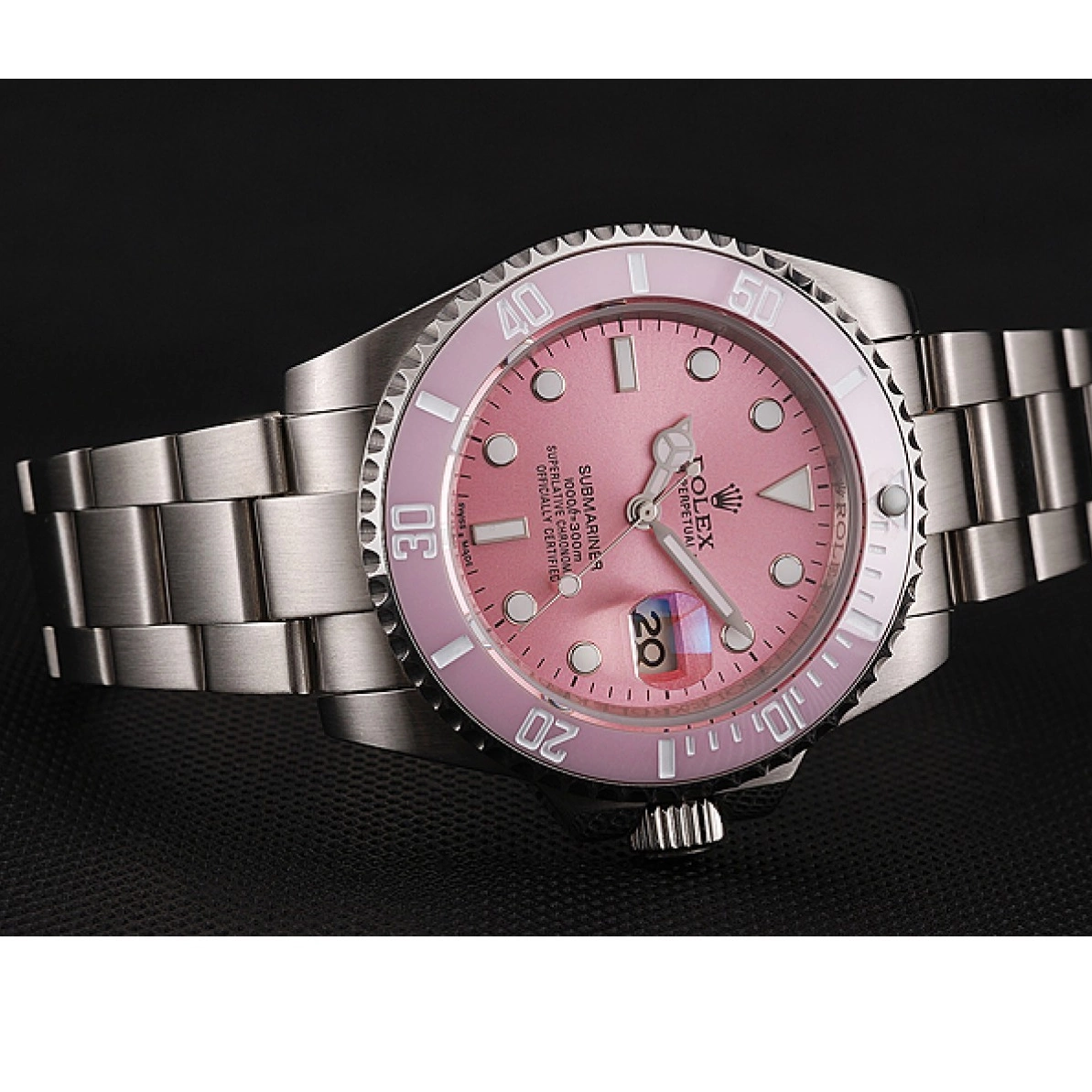 Affordable Dial Submariner Stainless Pink Rolex Steel Bezel Bracelet Pink 1453865 0208