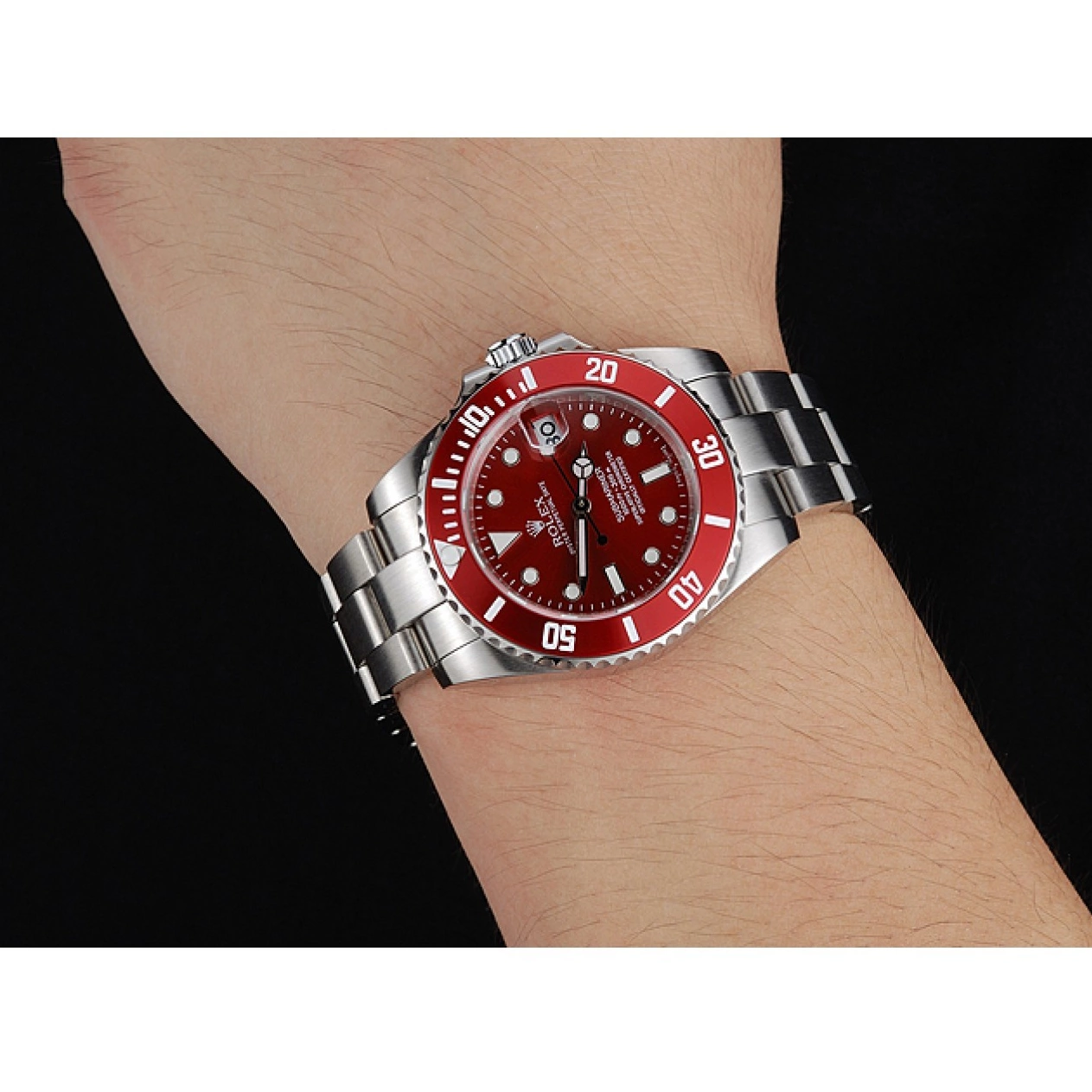 Cheap Steel Rolex 1454154 Submariner Bracelet Stainless Red Dial 0227