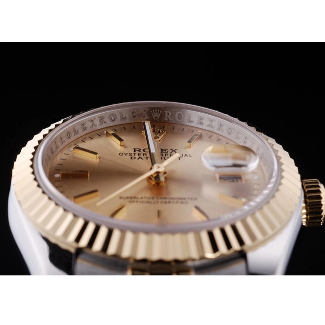 Affordable Datejust Rolex Ribbed Gold Dial 7450 Bezel 0208