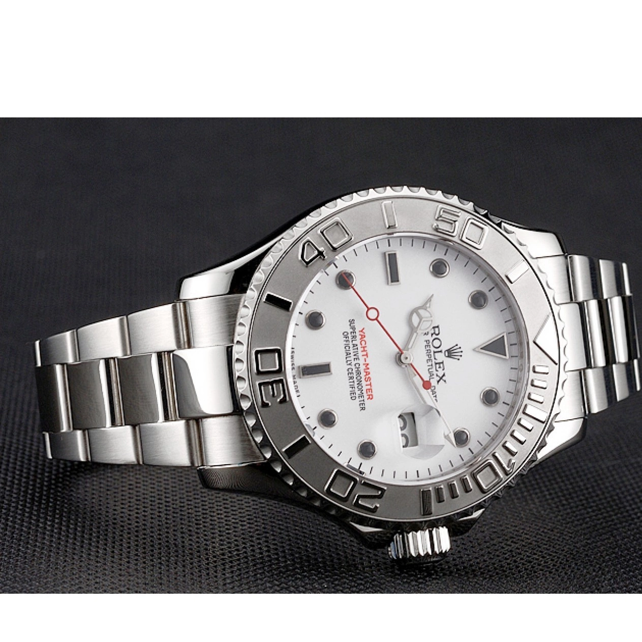 Affordable White Rolex Dial Case Yacht-Master And Steel Bracelet Stainless 0225