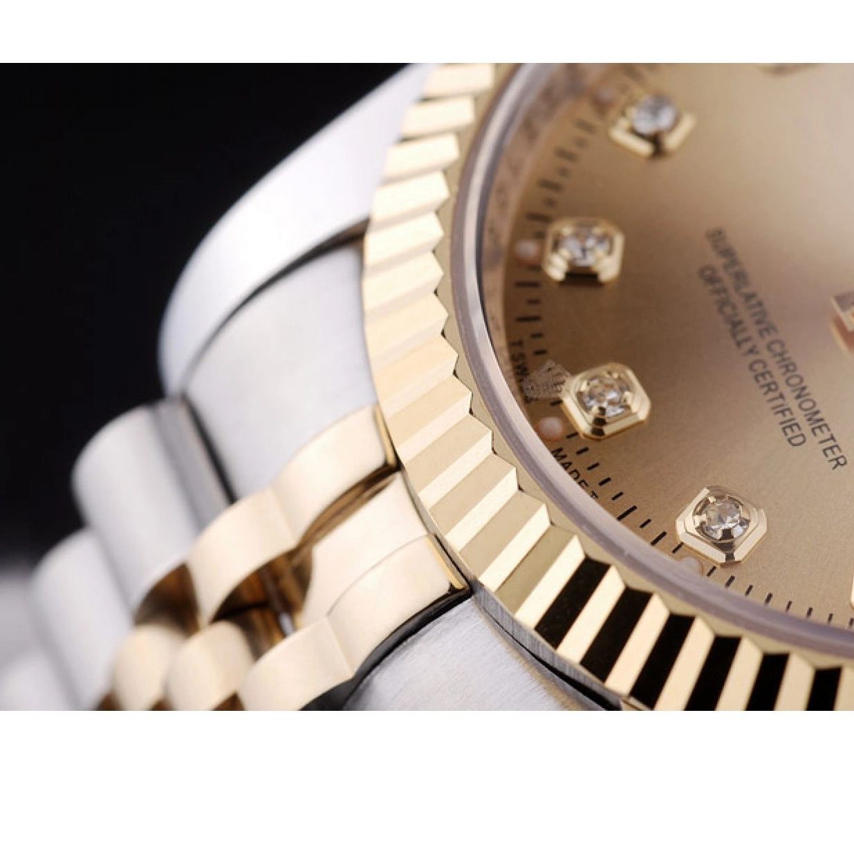 Affordable Bezel Diamonds Dial Gold Datejust 7452 Ribbed Rolex 0208