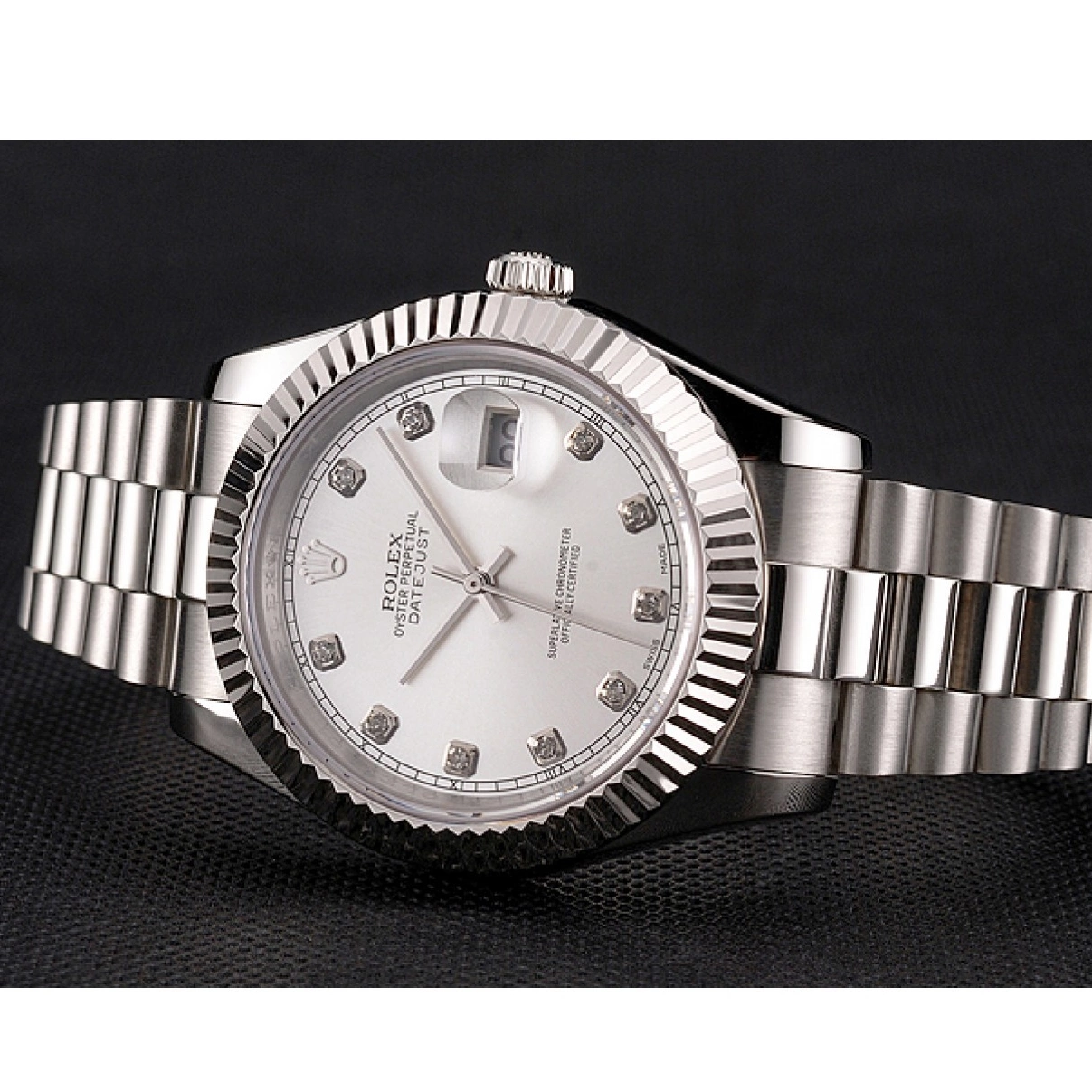 Affordable Stainless Rolex Datejust Bracelet Case Steel And Swiss Dial Silver 0221