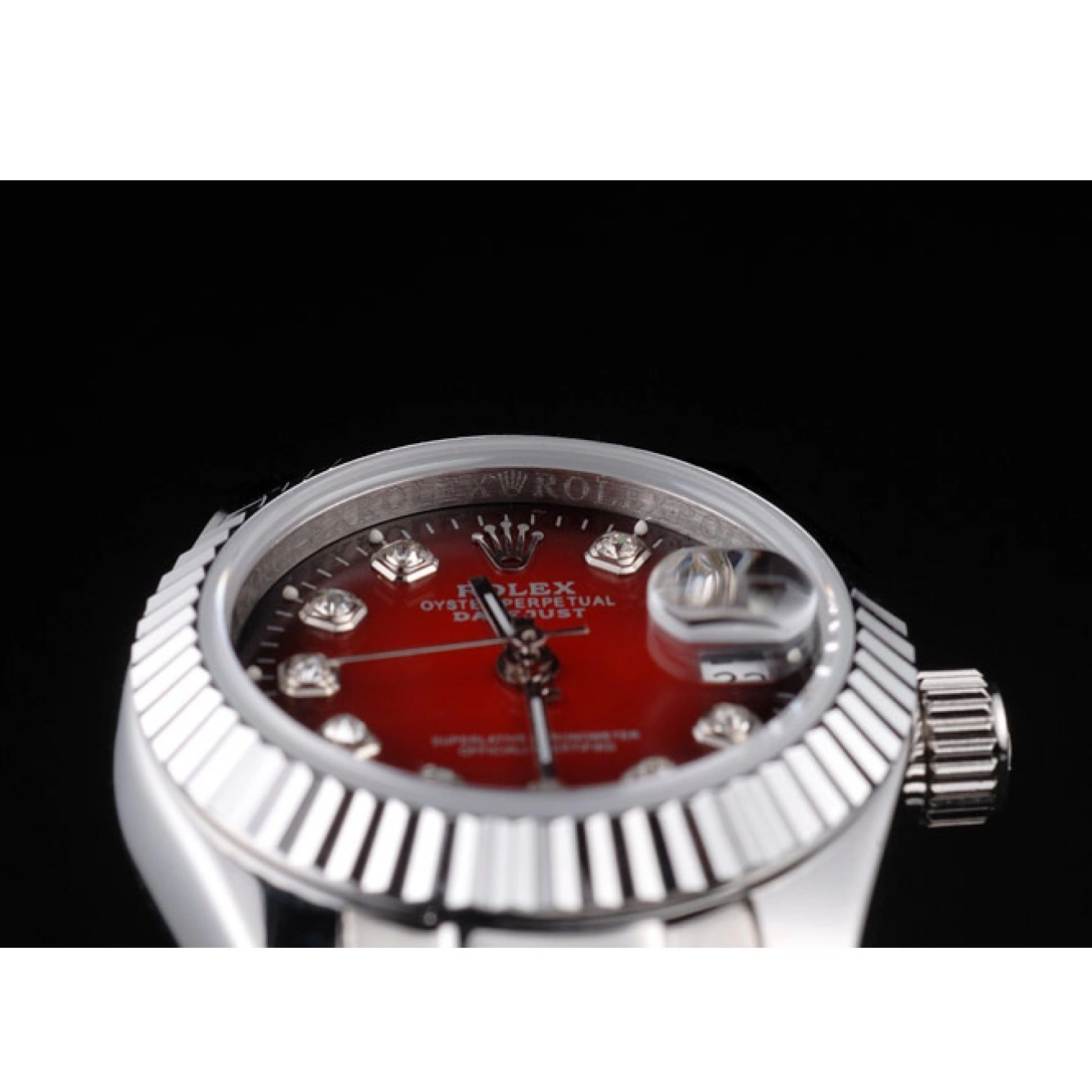 Cheap Steel Dial Polished Stainless Rolex Tone Datejust Two Red 0215