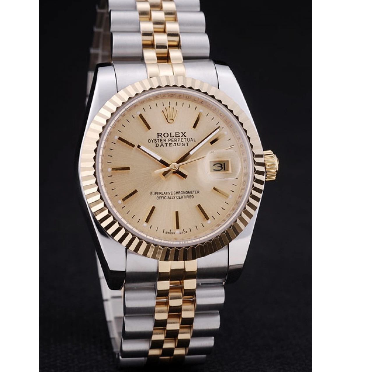 Affordable Gold Ribbed Datejust Dial Bezel 7450 Rolex 0214