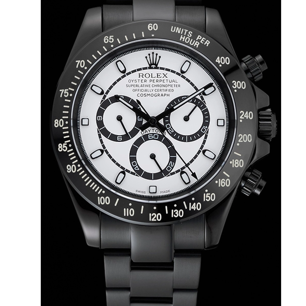 Affordable Black Rolex Steel 1454249 Case Dial And Daytona Cosmograph Stainless And Black Bracelet White 0215