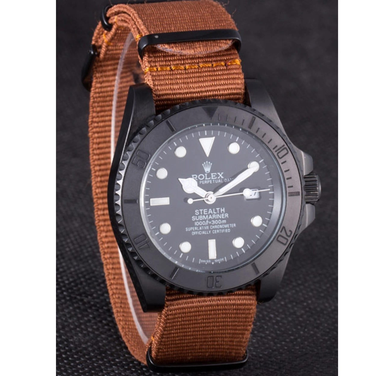 Affordable MK Brown Rolex 621388 Fabric STEALTH rl426 IV Band Submariner 0217