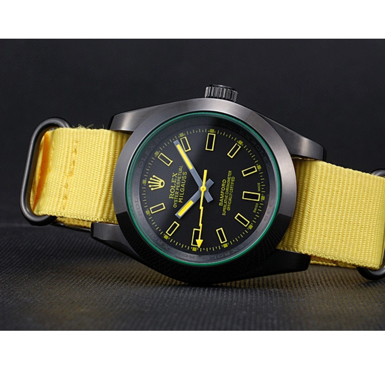 Affordable Milgauss 621999 Yellow Nylon Strap Rolex Bamford 0210