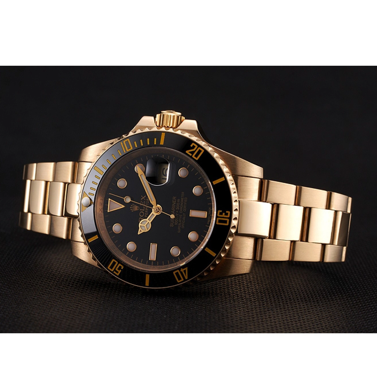 Affordable Swiss Bracelet Gold Rolex Dial Case Bezel Yellow Black Black Submariner And 0223