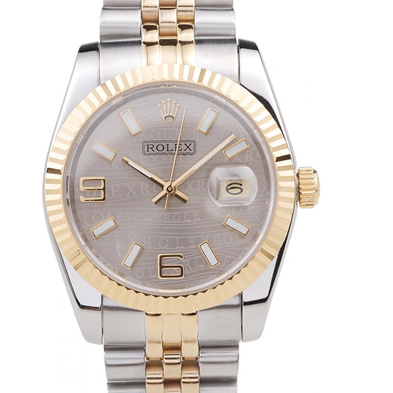 Affordable Rolex Plated Steel Dial Stainless Gold Tone Silver DateJust Two 98085 18k 0213