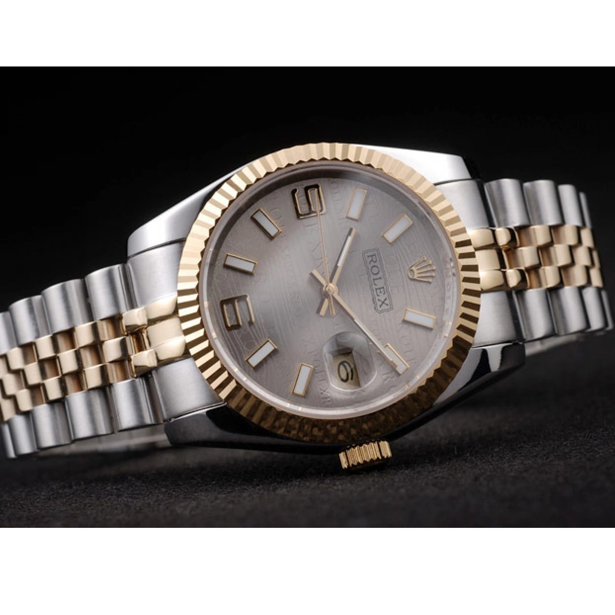 Affordable Rolex Plated Steel Dial Stainless Gold Tone Silver DateJust Two 98085 18k 0213