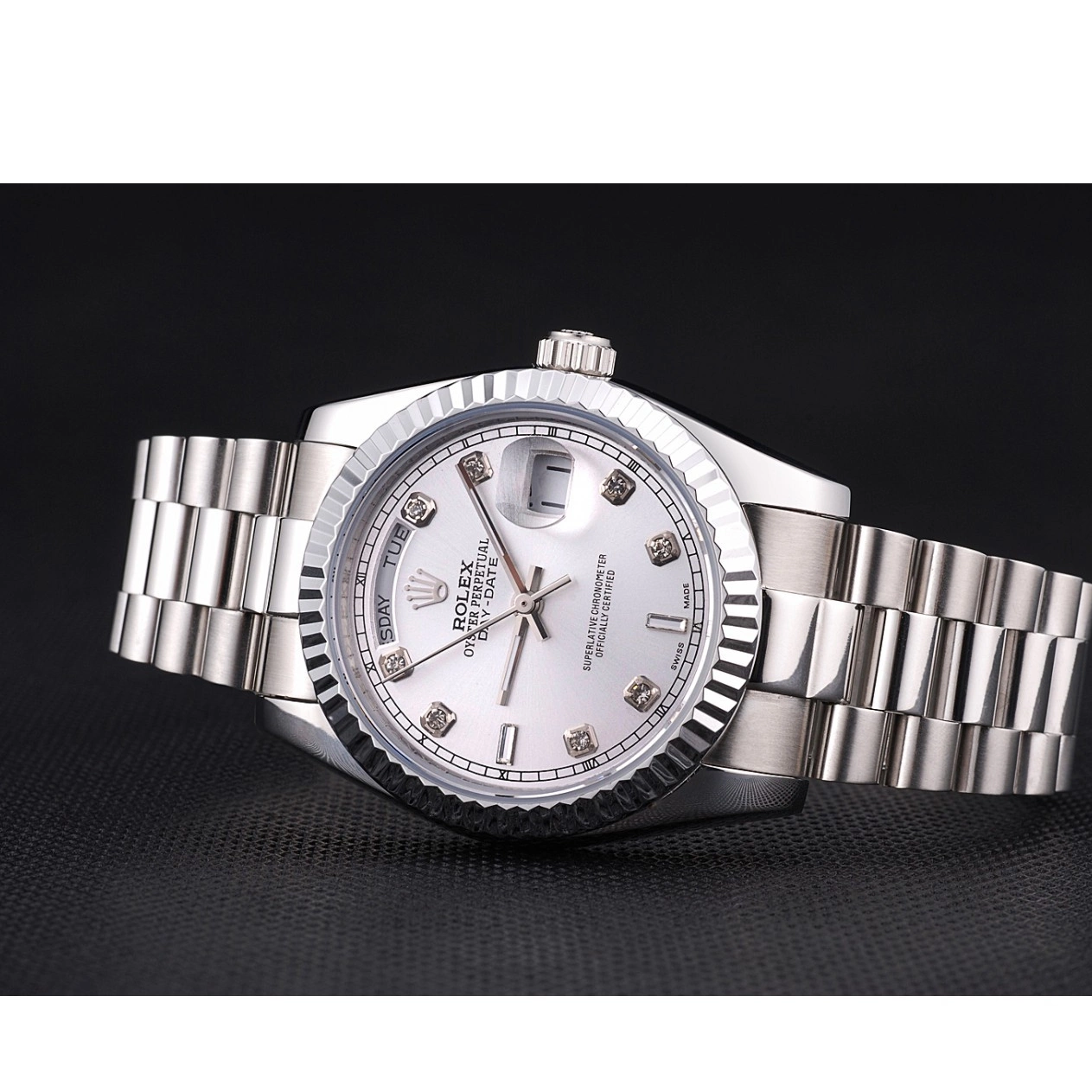 Affordable Steel Polished Day-Date Stainless Dial Rolex Silver 0226