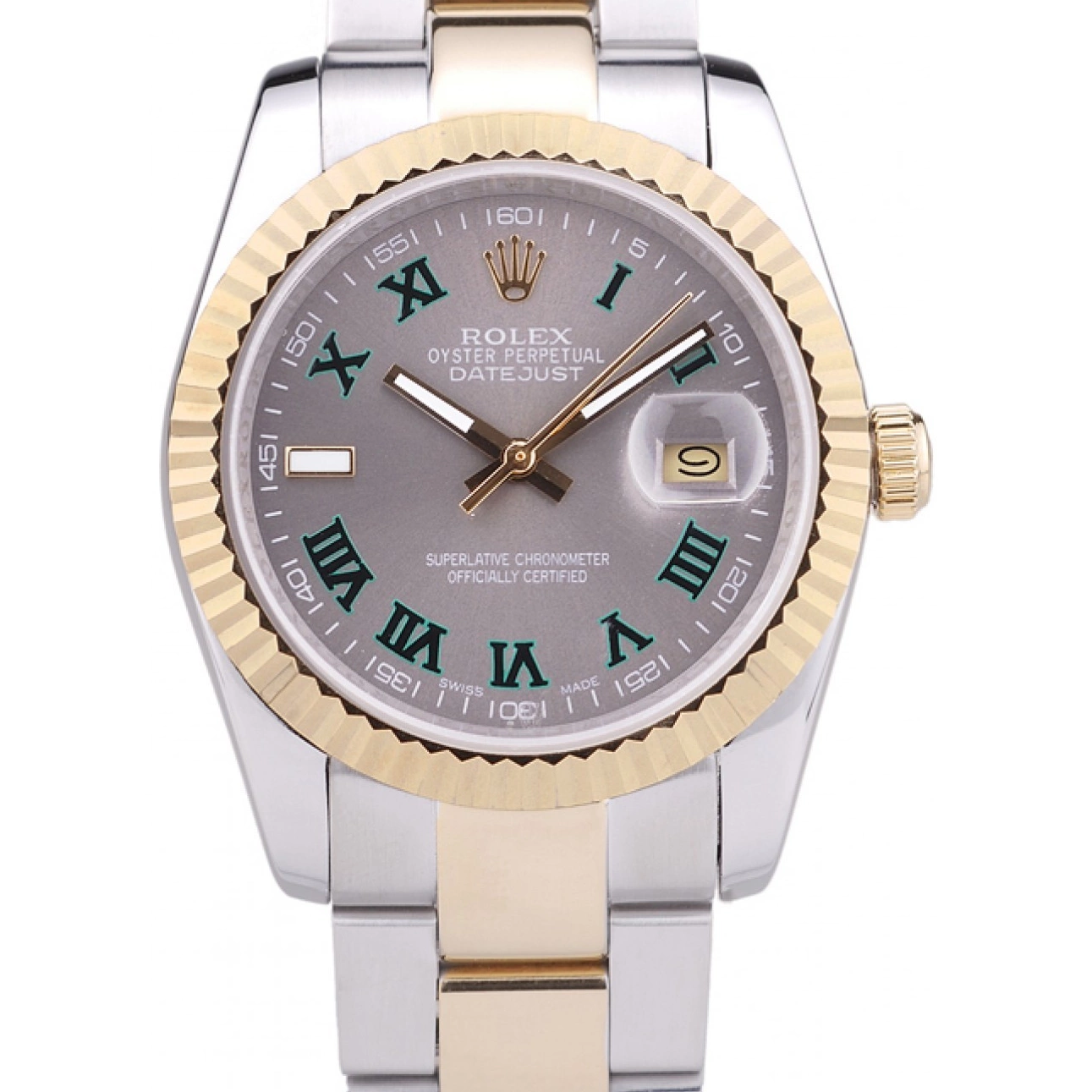 Affordable Bezel Datejust Rolex Dial 7460 Grey Ribbed 0214