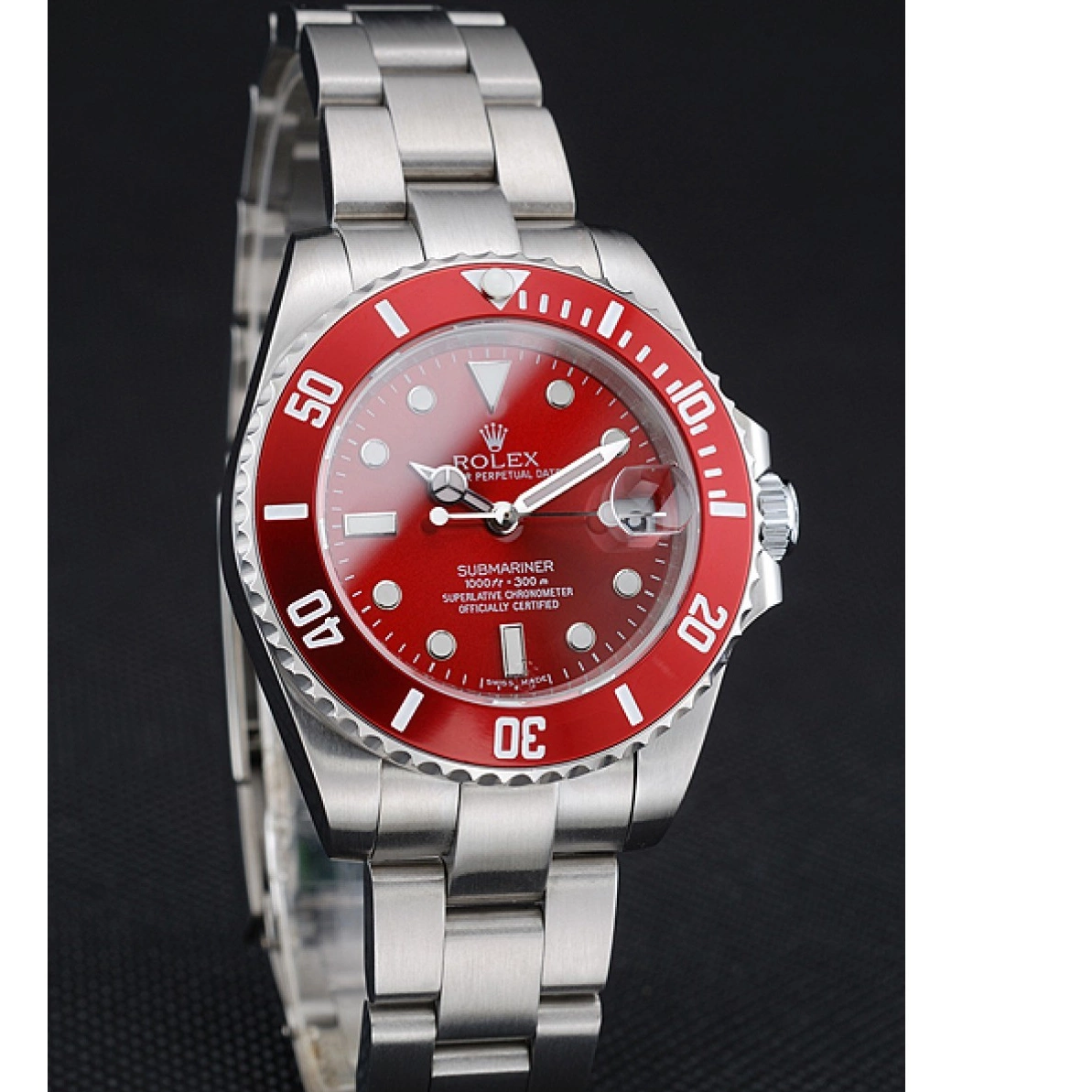 Cheap Steel Rolex 1454154 Submariner Bracelet Stainless Red Dial 0227