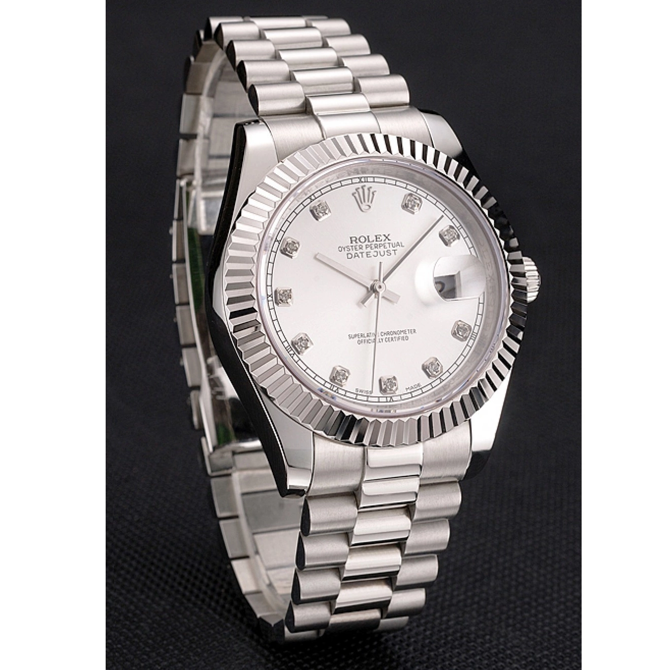 Affordable Stainless Rolex Datejust Bracelet Case Steel And Swiss Dial Silver 0221