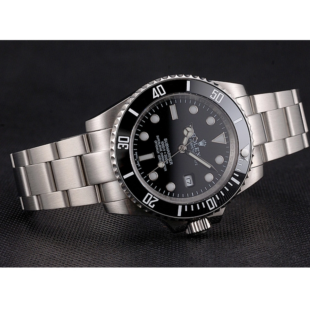 Affordable Bracelet Rolex Black Case Bezel Dial And Date Stainless Steel Swiss And Small Submariner 0219