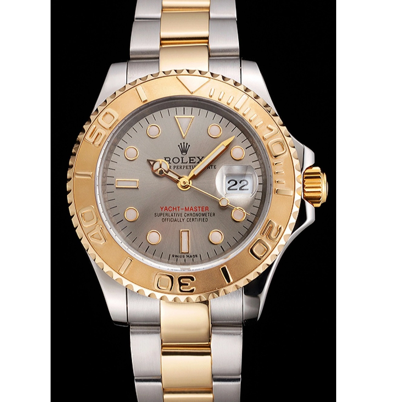 Affordable Tone Dial Two Gray Case Stainless Bezel Rolex Yacht-Master Gold Swiss Steel Dial 0212