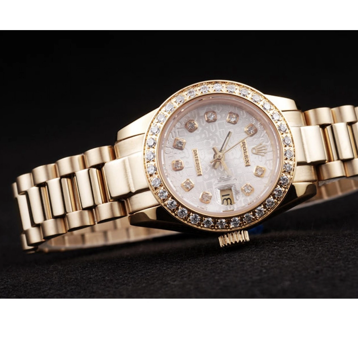 Affordable Plated Plated Diamond Gold Rolex 98076 Yellow 18k Stainless Datejust Steel 0223