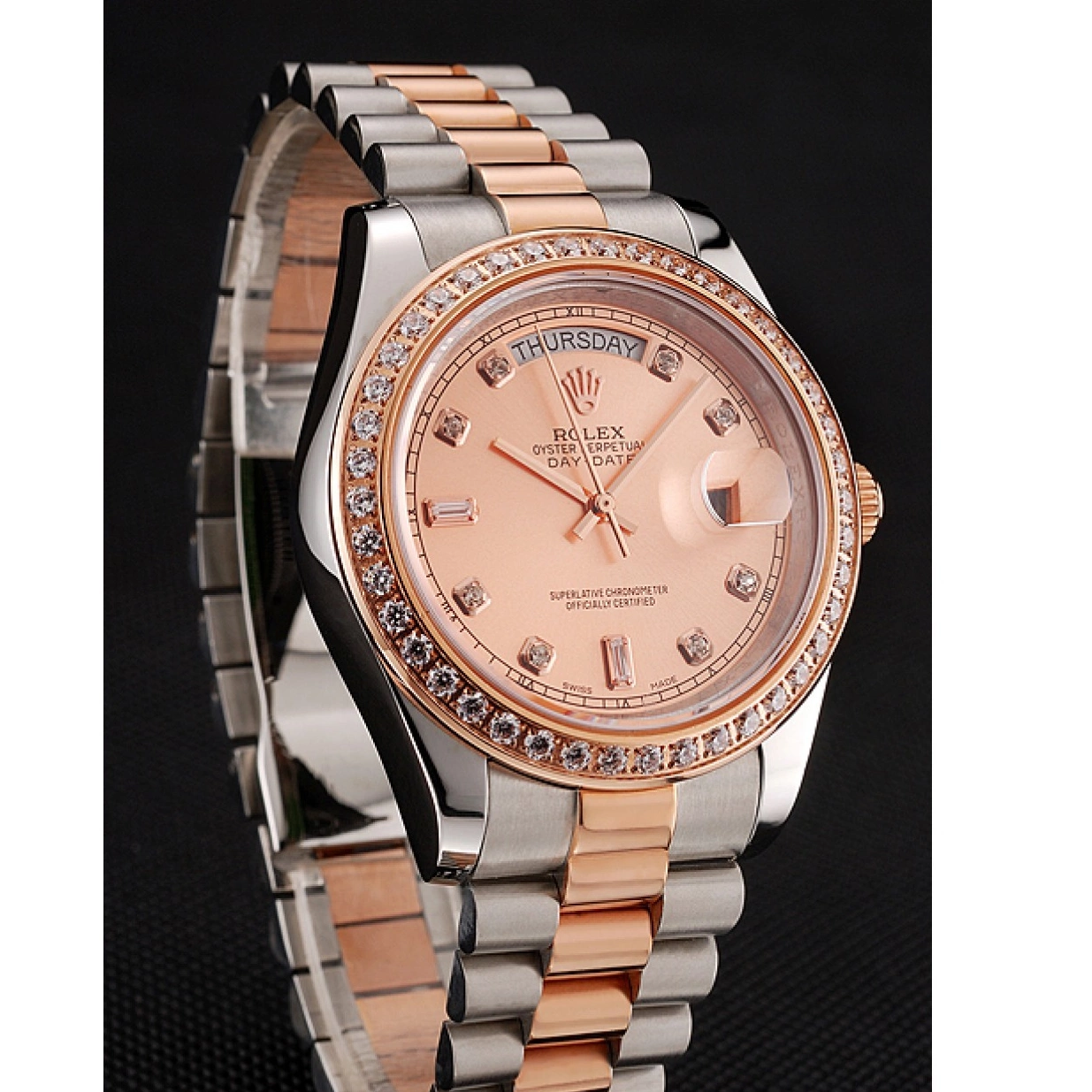 Cheap Diamonds Staineless Rose Gold 1454107 Swiss Day-Date Steel Bracelet Bezel Rolex And 0220