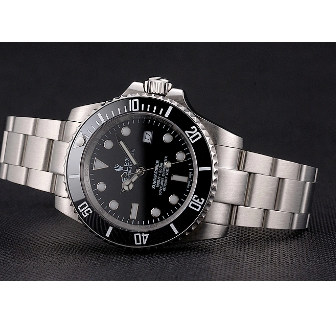 Affordable Bracelet Rolex Black Case Bezel Dial And Date Stainless Steel Swiss And Small Submariner 0219