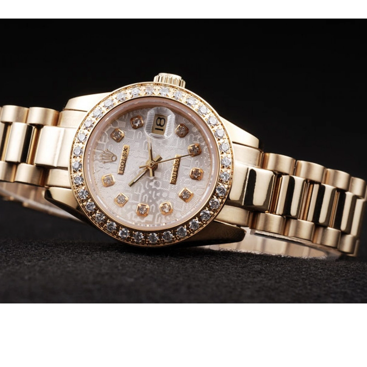 Affordable Plated Plated Diamond Gold Rolex 98076 Yellow 18k Stainless Datejust Steel 0223