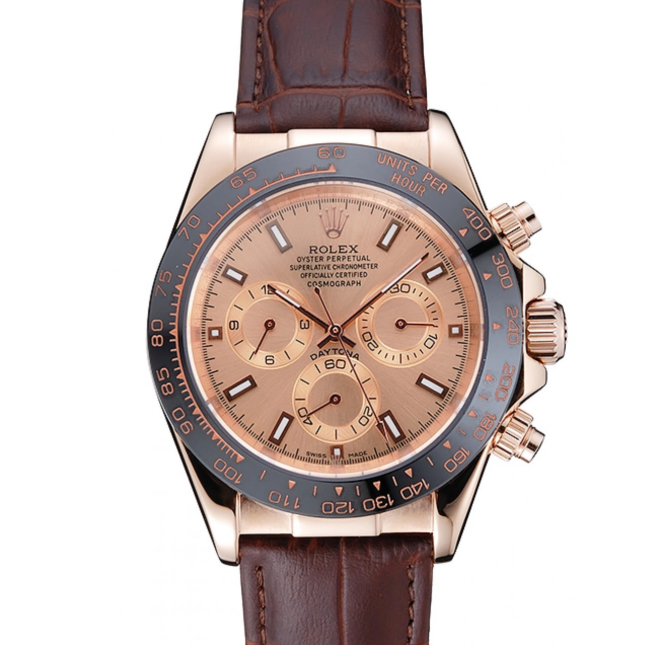 Cheap Leather Gold Brown 1454243 Bracelet Rose Brown Cosmograph Daytona Dial Rolex Case 0218