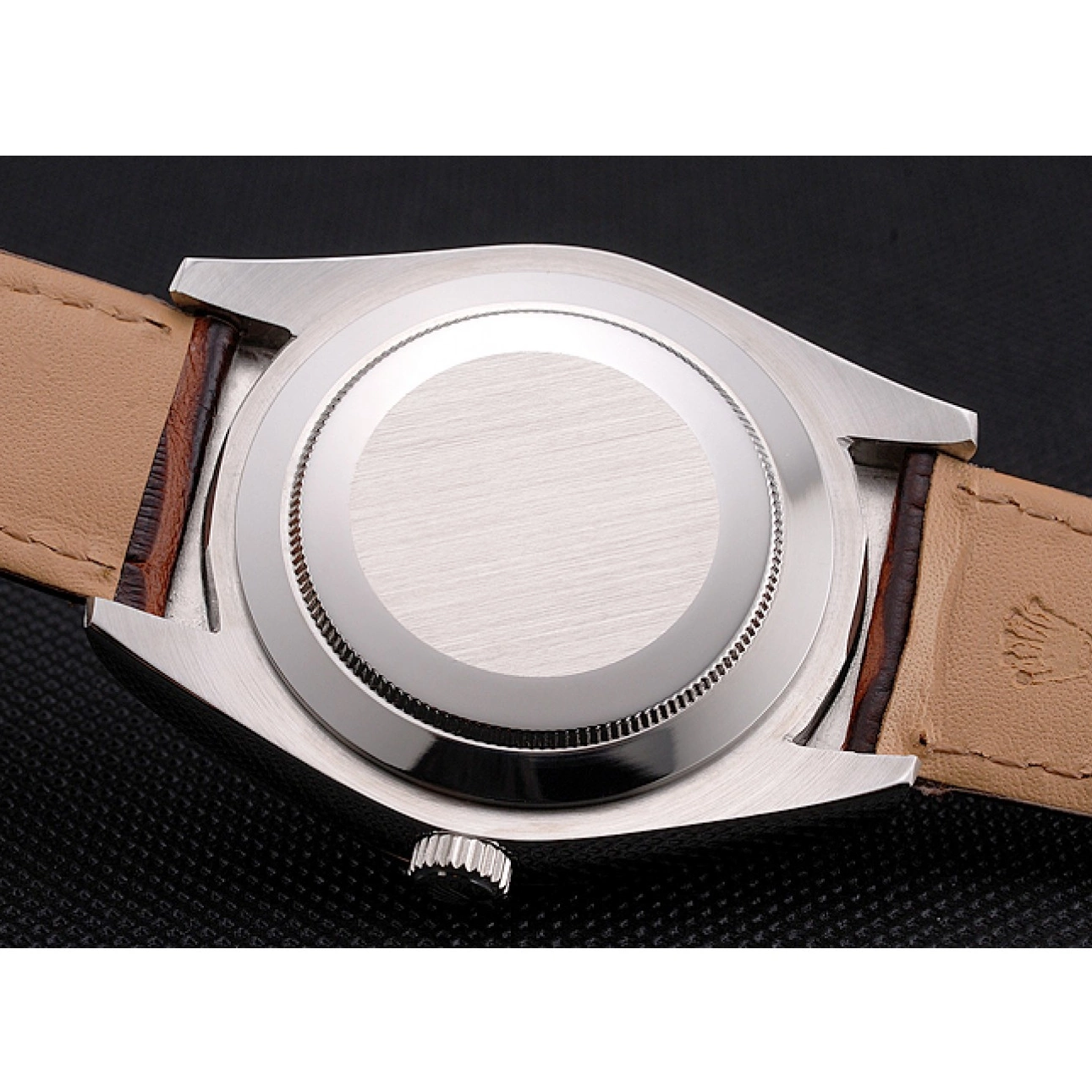 Cheap Leather Case Dial Stainless White Sky Brown Rolex Strap Dweller Steel 0315