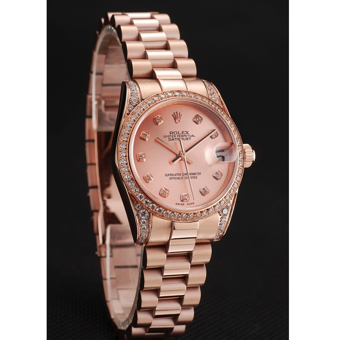 Affordable 1453977 Bracelet Rose Case DateJust Dial Gold Diamond Rose Rolex Swiss Gold 0316